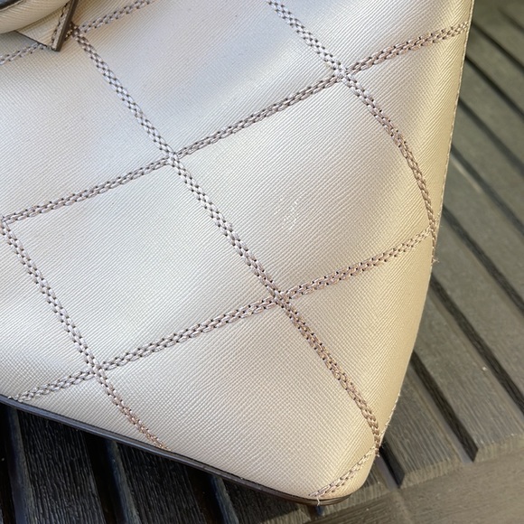 Tory Burch Robinson Stitched Taupe Dome Satchel - Picture 6 of 17